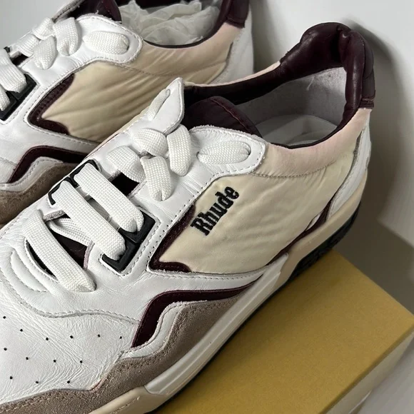 ❌SOLD❌ Rhude Racing Sneaker in White, Maroon, & Beige - Picture 9 of 12